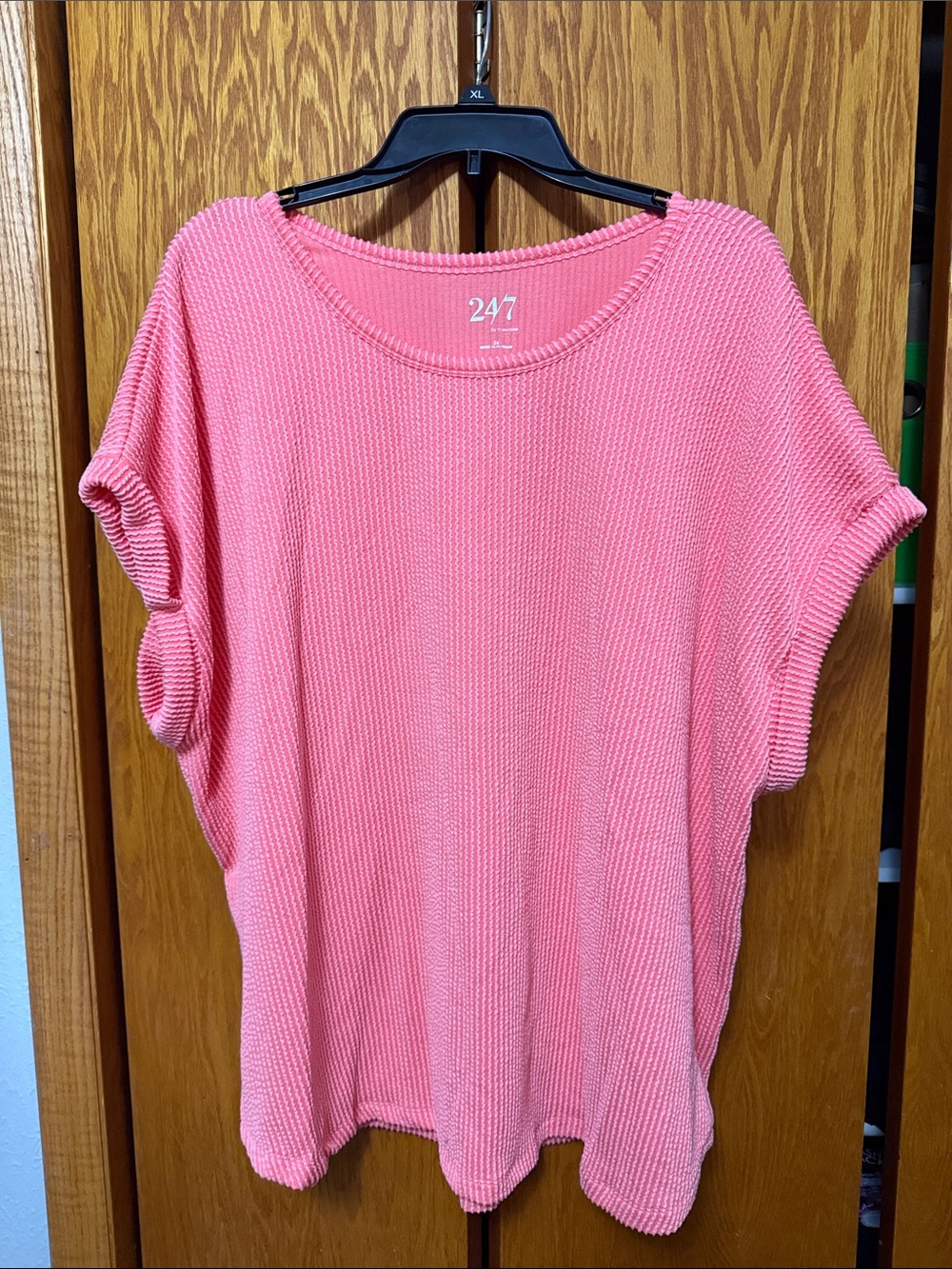 Maurice’s 24/7 Ripped Coral Pink Short Sleeve Top